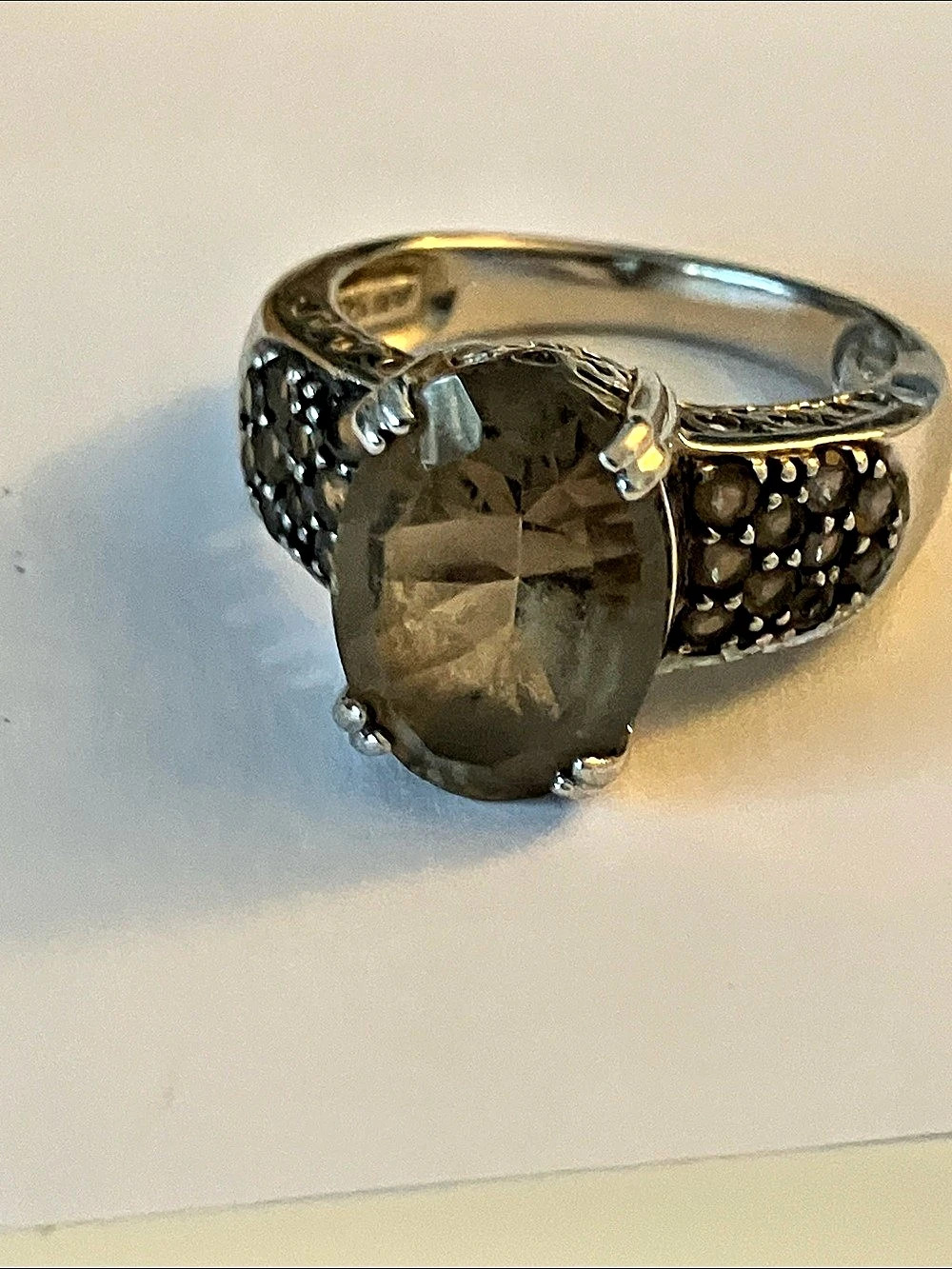 SGF Sterling Silver Statement Ring with Citrine Gem